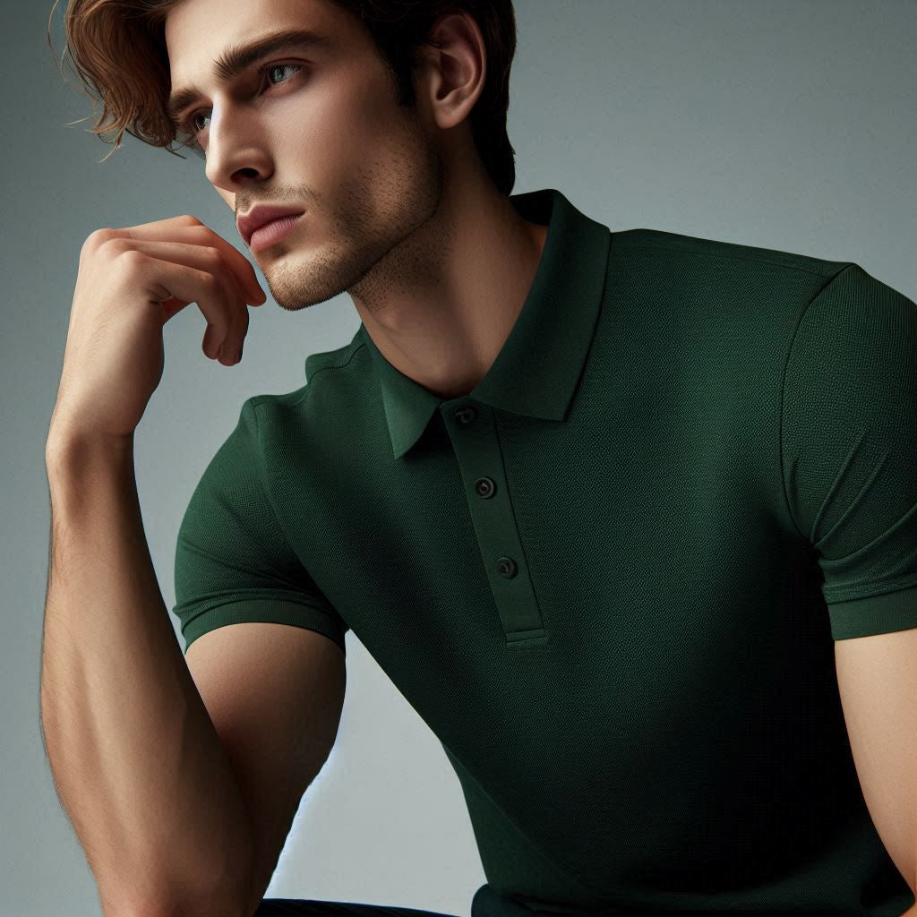 Bottle Green Solid Polo T-shirt