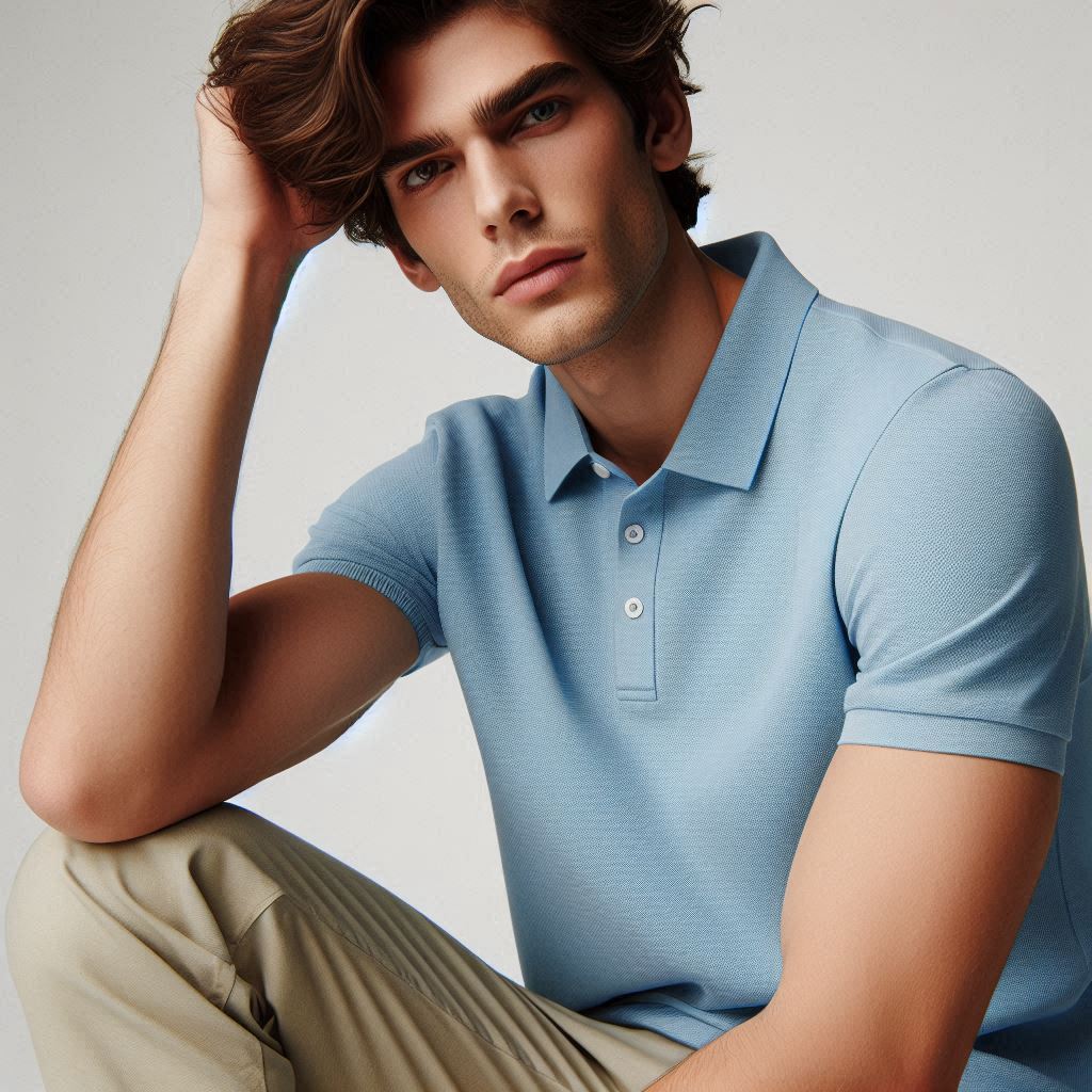 Light Blue Solid Polo T-shirt