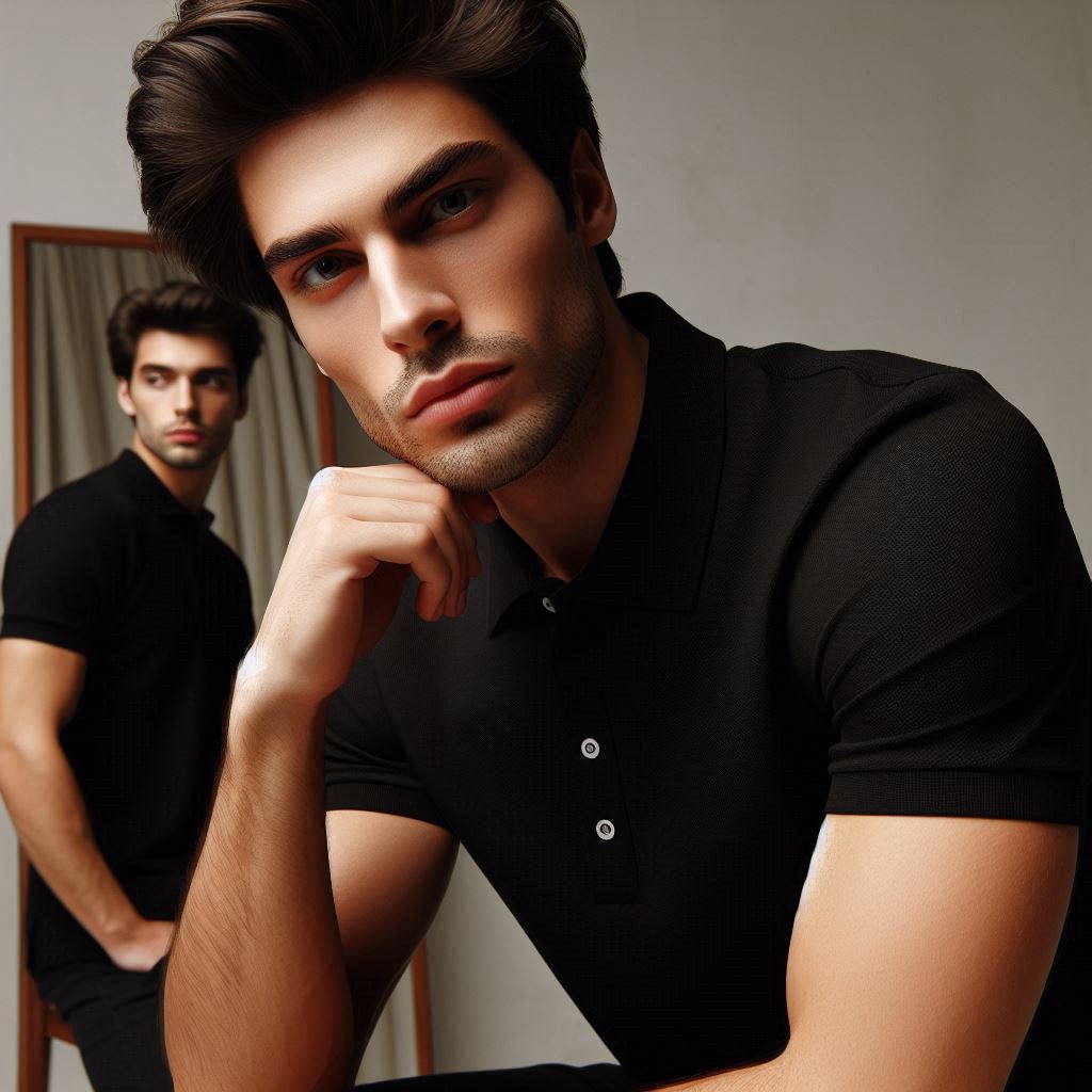 Black Solid  Polo T-shirt