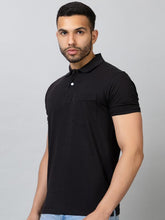 Load image into Gallery viewer, Black Collar T-Shirt With Pocket
