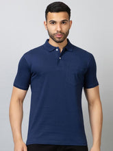 Load image into Gallery viewer, Navy Collar T-Shirt With Pocket
