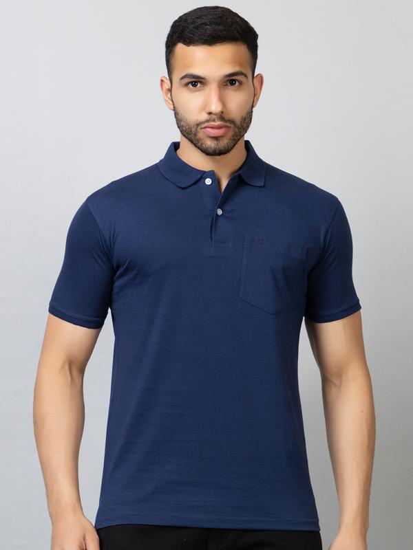 Navy Collar T-Shirt With Pocket