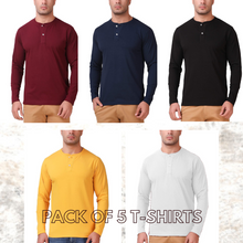 Load image into Gallery viewer, Pack of 5 Henley  T-Shirt For Men
