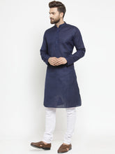 Load image into Gallery viewer, Navy Blue  Straight Kurta Pajama for Men
