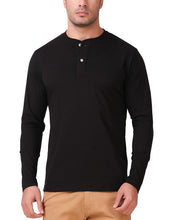 Load image into Gallery viewer, Black Henley T-Shirt For Men
