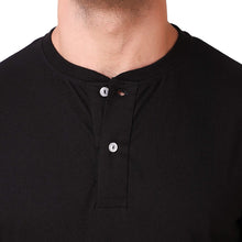 Load image into Gallery viewer, Black Henley T-Shirt For Men
