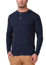 Load image into Gallery viewer, Navy Blue Henley T-Shirt For Men
