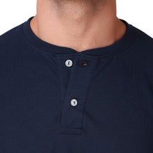 Load image into Gallery viewer, Navy Blue Henley T-Shirt For Men
