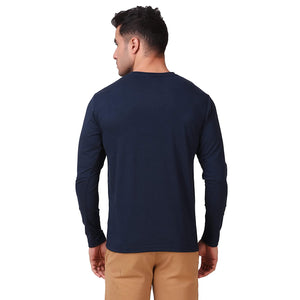 Navy Blue Henley T-Shirt For Men