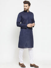 Load image into Gallery viewer, Navy Blue  Straight Kurta Pajama for Men
