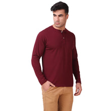 Load image into Gallery viewer, Maroon Henley T-Shirt For Men
