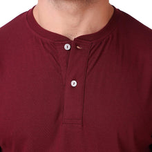 Load image into Gallery viewer, Maroon Henley T-Shirt For Men
