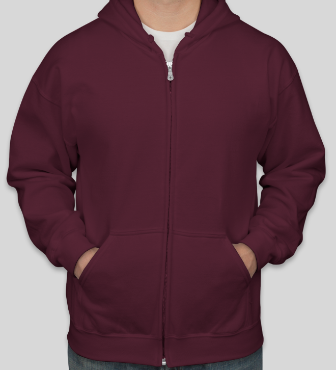 Maroon With Zipper Hoodie